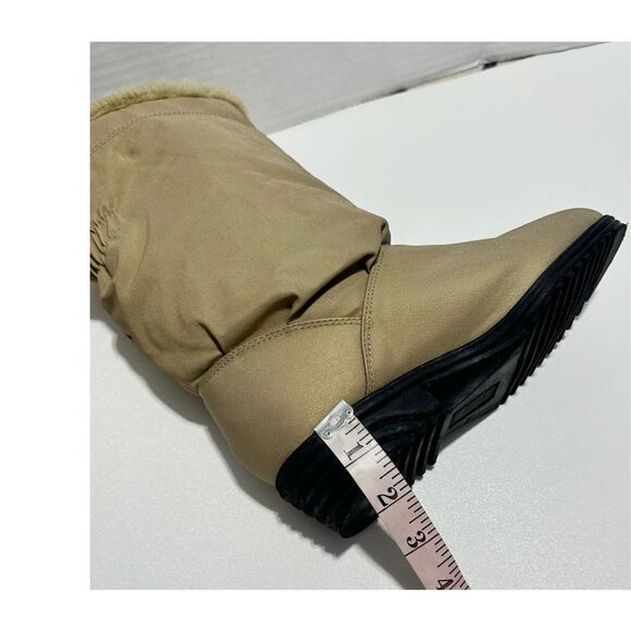 AJ Valenci Icicle Round Toe Mid Calf High Faux Fur Collar Zip Winter Boots Tan 7 - Picture 12 of 16